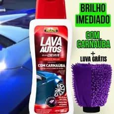 Kit C/ Shampoo Automotivo C/ Cera Carnaúba Brilho e Proteção + Luva Microfibra Dupla face