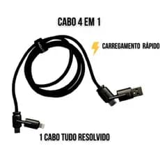 Cabo 4 em 1Carregamento Ultra Rápido 65W H'Maston - 1.5 M - Notebook iPhone Android - Fio Nylon