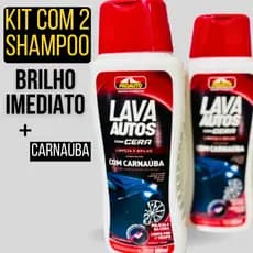 Kit 2 Shampoo Automotivo C/Cera Carnáuba 500ml Brilho Imediato Proteção Carro E moto