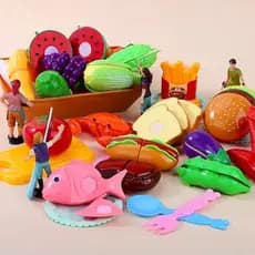 Crianças Finjam Jantar Cozinha Brinquedos De Combinação Gratuita Frutas Vegetais Frutos Do Mar Interesse Louça De Mesa Fato De Corte