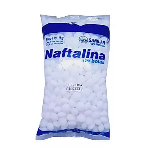 NAFTALINA PURA EM BOLAS SANILAR 1KG 2kg 3kg e 600g