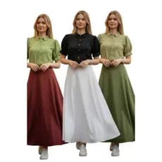 Saia Longa Rodada Acetinada Cintura Alta  Zíper Moda Evangélica Elegante Outono Feminina Tendencia