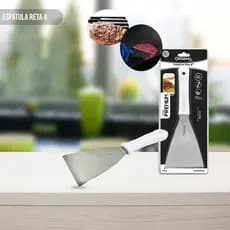 Espátula de Aço Inox 4" Reta Chapa Para Lanche Pizza Chapeiro cozinha