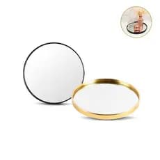 Bandeja Decorativa Espelho grande 23cm redonda multiuso preta dourada Lavabo cantinho maquiagem bar