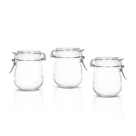 Kit 3 Pote Tempero vidro Redondo tampa hermético 100ML 8cm potiche conserva