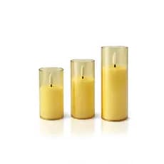 Kit 3 Velas Led Chama Amarela Ocilante Artificial Decoração Eletrônica Lavabo Reutilizável