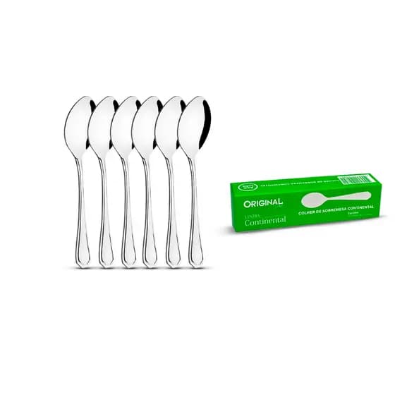 kit 6 colher sobremesa aço inox talheres mesa posta chá café tramontina sopa laguna buzios