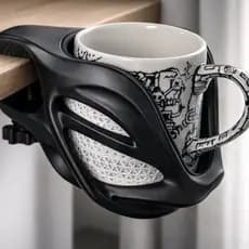 Suporte de Xícara para Mesa com Fixação – Organizador de Caneca para Home Office | Porta Copo Lateral Prático e Seguro