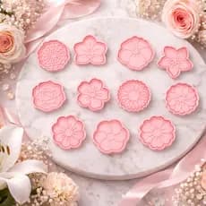Kit 12 Cortadores de Biscoito Flor Molde Cookie Massa Cortador Fondant Confeitaria Biscoito Decorado