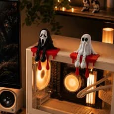 Kit 2 Fantasmas Articulados Decorativos Ghost Halloween Para PC Gamer Mesa Setup Colecionável