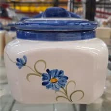 Saleiro Grande Com Tampa em Cerâmica Pintado à Mão
