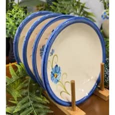 Kit 4 Pratos de Sobremesa Cerâmica Artesanal Louça Decorativa Mesa Posta Cozinha