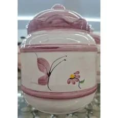 Pote P - Porta Mantimentos com Tampa Cozinha em Cerâmica 2,1L Pintura Feita à Mão