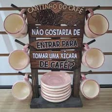 Suporte de Xícaras Café ou Chá Cantinho do Café Rústico Decoração