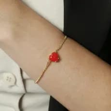 Pulseira com pedra de coração Banhado a Ouro 18k