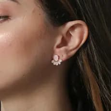 Brinco com Cristal Branco e detalhes em Zircônia Folheado Ouro 18k