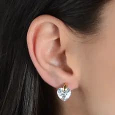 Brinco de Pedra Zircônia em formato de Coração Banhado a Ouro 18k