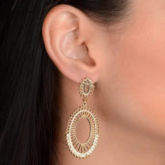 Brinco Luxo de Gala Banhado a Ouro 18K - Semi Joia de Luxo