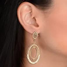 Brinco Luxo de Gala Banhado a Ouro 18K - Semi Joia de Luxo