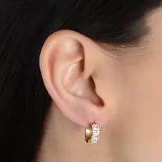 Brinco de Argolinha com 9 Pedras de Zircônia Banhado a Ouro 18K