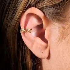 Piercing de Pressão de Corações Banhado a Ouro 18k