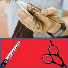 Tesoura Para Cortar Cabelo Reta Dentada Cabeleireiro Kit 2 Tesouras + 1 Pente