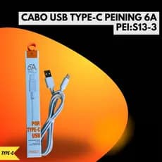Cabo Extensor USB  tipo C, Carregamento Rápido 6A