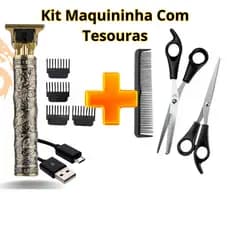 Maquina de Barbear Eletrico + Tesoura Para Cortar Cabelo