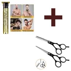 Maquina de cortar cabelo + Tesouras Premium no Mesmo Kit Barbear