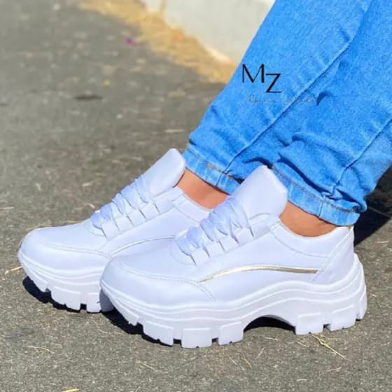 Estilo Garantido: TENIS ADULTO PLATAFORMA FEMININO em Promoção com Sola Tratorada, Confortável