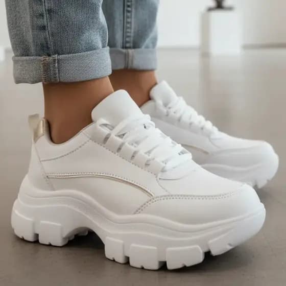 Tenis Adulto Plataforma Feminino Com Sola Tratorada Moda 2024