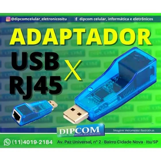 Adaptador de Rede USB x RJ45 - Adaptador USB para Cabo de Internet