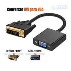 Conversor DVI para VGA Transmite Áudio e Vídeo DVI 24+1 macho x VGA fêmea