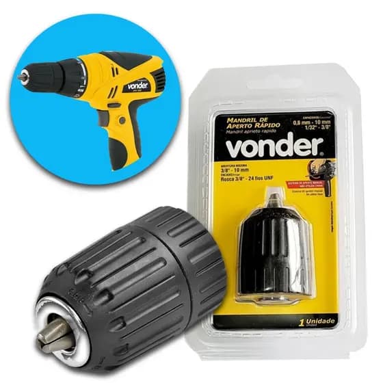 Mandril Manual De Aperto Rápido 10mm Rosca 3/8 Pol Vonder