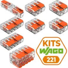 Conector de Fio Elétrico 221 Wago Emenda 1, 2, 3, 5 e 10 vias 32/41A 4mm² e 6mm² Kits Variados