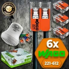 Conector de Fio Elétrico Wago 221-612 Wago Emenda Chuveiro 6mm 41A Conexão Automática Kit 6 Peças