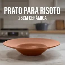 Prato para Risoto Wolff Mist Marrom Matte 26cm Cerâmica Texturizada Estilo Moderno para Mesa