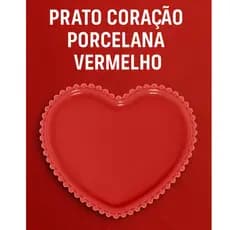 Prato Coração Bon Gourmet Beads Vermelho Porcelana Premium para Sobremesas/Entrada
