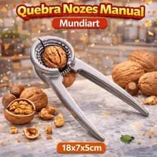 Quebra Nozes Manual Mundiart 18x7x5cm Aço Resistente para Castanhas Amendoim Cozinha Uso Doméstico