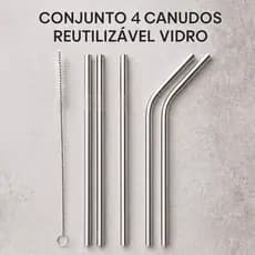 Conjunto 4 Canudos Inox Premium Mimo Style Reutilizável Sem BPA