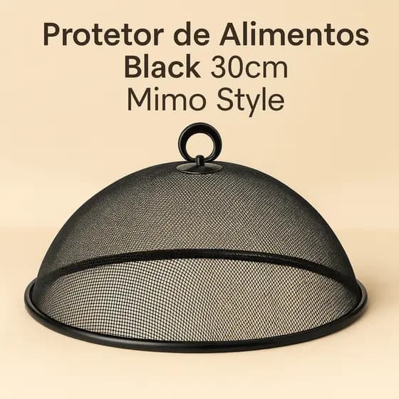 Protetor de Alimentos Black 30cm Mimo Style AP30X com Tela para Cobrir Pratos Evitar Insetos