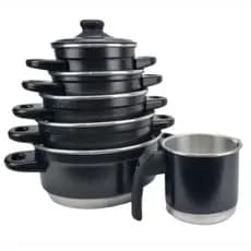 Jogo De Panela Alumínio 6 Peças Preto Craqueado