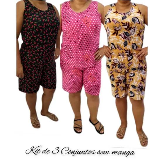 KIT 3 Conjuntos de Liganete Sem Manga