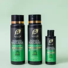 KIT EXTRATOS NATURAIS ADLUX MANUTENÇÃO CAPILAR 3 PASSOS PÓS QUÍMICA HIDRATAÇÃO NUTRIÇÃO