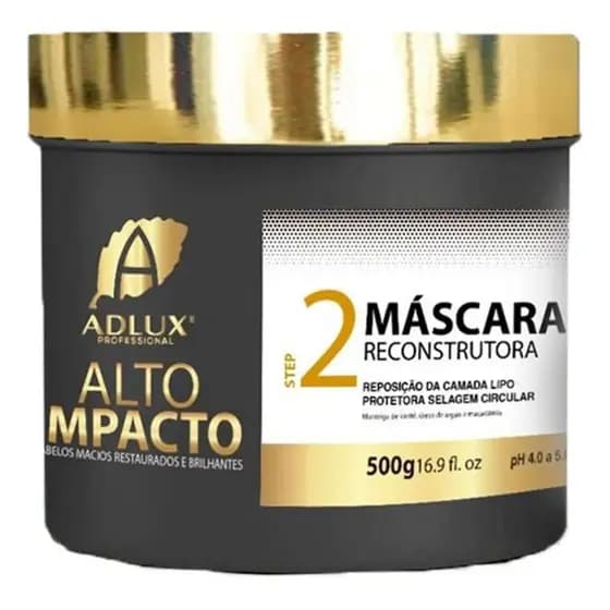 MASCARA CAPILAR ALTO IMPACTO ADLUX PASSO 2 MANUTENÇÃO HIDRATAÇÃO RESTAURAÇÃO TRATAMENTO