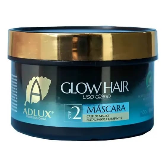MASCARA GLOW HAIR ADLUX PASSO 2 MANUTENÇÃO CAPILAR CONTROLE DE OLEOSIDADE RECUPERAÇÃO DE CUTICULAS CABELOS BRILHOSOS