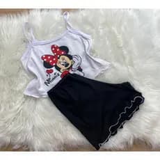 Baby Doll Top Estampado Com Renda Cropped Suede