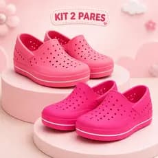 Kit 2 Pares Tênis Infantil Feminino Antiderrapante Calce Fácil Leve Confortável
