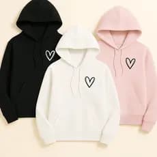 Kit 3 Moletom Canguru Unissex Blusa de Frio Feminina Estampada Coração Frio Promoção