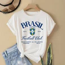 Camiseta Feminina Estampada 100% Algodão Confortável copa Casual T-shirt Tropical Amazonia Verão Rio Brasil